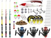 Kit De Pesca 3 Varas Telescópicas 3 Molinetes + Acessórios (Ref. 12)