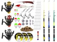 Kit De Pesca C/ 3 Varas Telescópicas e 3 Molinetes + Acessórios (Ref. 12)