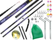 Kit de Pesca Com 2 Varas Telescópicas de Mão 2,10m + Acessórios (Ref. 122)
