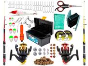 Kit De Pesca Completo 2 Varas 2 Molinetes 1 Caixa de Pesca e Acessórios (Ref. 14)