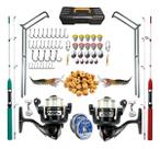 Kit De Pesca Duplo Vara 2 Partes Molinete E Acessórios Completo