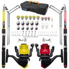 Kit de pesca Duplo Vara + Molinete e Acessorios Kit de pesca Duplo Vara + Molinete e Acessorios