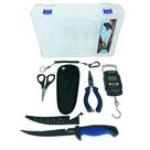 Kit de pesca sumax su 2210 - alicate - balança - faca filetar - tesoura e estojo c/ 5 peças