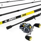 Kit de Pesca Vara Carretilha AGATA Gold 1,80m + Carretilha M21 PRO Gold Esquerda