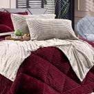 Kit de Peseira Canelada Denver com Fronhas 03 Peças em Tecido Canelado Mantinha Xale Quente Caminho de Cama Decoração Inverno