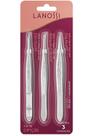 Kit de Pinças Silver Lanossi com Pontas Reta Chanfrada e Fina para Precisão no Uso Diário