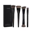 Kit De Pincéis De Maquiagem Profissional, 4 Peças, Base De Topo Plano, Cabeça Dupla, Contorno, Caixa