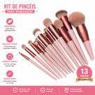 Kit de Pincéis de Maquiagem Profissional ROSE com 13pçs