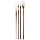 Kit de Pincel Sintético Branco Cabo Longo Sinoart 04 Peças