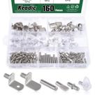 Kit de pinos para prateleira Keadic 160 peças niquelado 5 mm e 6 mm Kit de pinos para prateleira Keadic 160 peças niquelado 5 mm e 6 mm