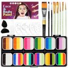 Kit de Pintura Facial 12 Cores (10g cada) - À Base de Água e Não Tóxica