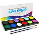 Kit de pintura facial Blue Squid PRO 12 paleta de cores com pincéis