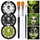 Kit de pintura facial Body Paint UCANBE branco preto verde com pincéis