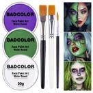 Kit de pintura facial e corporal BADCOLOR branco verde roxo com pincéis Kit de pintura facial e corporal BADCOLOR branco verde roxo com pincéis