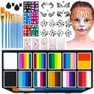 Kit de pintura facial MULVINNIE 12 x 10g para crianças com pincéis, estênceis