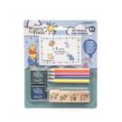 Kit de Pintura Infantil Ursinho Pooh c/ 4 Carimbos, 4 Lápis de Cor, 1 Bloco + 2 Almofadas de Tinta Leo&Leo