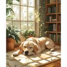 Kit de Pintura por Números Cachorro Golden Retriever Aconchegante 41x51 cm Kit de Pintura por Números Cachorro Golden Retriever Aconchegante 41x51 cm