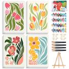 Kit de Pintura por Números Okarina 4 Unidades Floral 20x30 cm