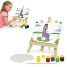 Kit de pintura princesas infantil cavalete branca de neve completo tela mesa tinta guache pincel paleta desenhos educati