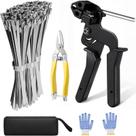 Kit de pistola Cable Tie em aço inoxidável Balabulala com laço de 100 zíper