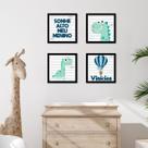 Kit de Placas Decorativas Dino Sonhe Alto Meu Menino 20x20 Kit de Placas Decorativas Dino Sonhe Alto Meu Menino 20x20