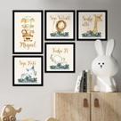 Kit de Placas Decorativas Safari Aquarela Moldura Preta