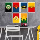 Kit de Placas Decorativas Super-Heróis DC Moldura Branca