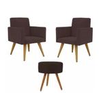 Kit de Poltronas Talita C/ Puff - Suede Marrom - Poltronas Decorativas Kit de Poltronas Talita C/ Puff - Suede Marrom - Poltronas Decorativas