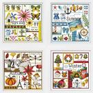 Kit de ponto cruz Awesocrafts Four Seasons estampado/contado