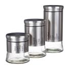 Kit de porta Condimentos Aço Inox e vidro Mantimentos