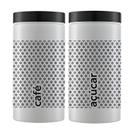 Kit de Pote Branco com Tampa Preta para Açúcar e Café 2 Litros com Vedação Hermética