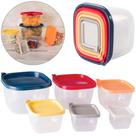 Kit de pote de plastico quadrado com tampa 6 pçs