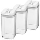 Kit de Pote Hermético com Tampa 1,3L Transparente Pratik 3pçs Porta Mantimentos