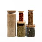 Kit de Pote Hermético de Vidro Quadrado com Tampa de Bambu 5 Peças - Oikos Kit de Pote Hermético de Vidro Quadrado com Tampa de Bambu 5 Peças - Oikos