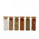 Kit de Pote Hermético de Vidro Quadrado com Tampa de Bambu 6 Peças - Oikos