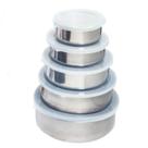 Kit de Pote Inox com Tampa Plástica 5 Peças - D0182 - DOLCE HOME