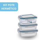 kit de potes azul herméticos moderno ideal para sua cozinha