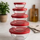 kit de potes de vidro alimentos vermelho