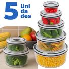Kit De Potes Plásticos Transparentes Inquebráveis Com Tampa Hermética 5 Unidades Top