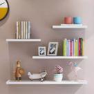 Kit de Prateleiras - Combo 20/30/40/50* MDF Branco Suporte Decoração Sala Quarto Banheiro Escritório