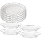 Kit De Pratos De Cristal Para Sobremesa 14cm + 20cm Com 4 Unidades Cada Kit De Pratos De Cristal Para Sobremesa 14cm + 20cm Com 4 Unidades Cada
