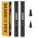 Kit de preenchimento de lápis de barba caneta e pincel de 4 pontas para homens, intensificador de pelos faciais e modelador de bigode (2 canetas pretas)