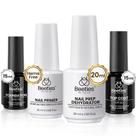 Kit de preparação de unhas para besouros, esmalte de gel, base de gel, acabamento, 20 ml x 4