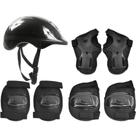 Kit de Proteção Infantil 4 Peças com Capacete Joelheiras Cotoveleiras Munhequeiras Preto DM Toys