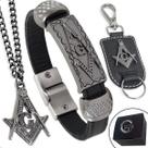 Kit de Pulseira de Couro Magnética Chaveiro Colar Preto Maçonaria Liberdade Fraternidade Kit de Pulseira de Couro Magnética Chaveiro Colar Preto Maçonaria Liberdade Fraternidade