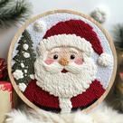 Kit de Punch Needle DIY Papai Noel 20x20 cm Conjunto de Bordado