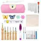 Kit de Punch Needle Fakindiy com Cabos de Madeira Ajustáveis
