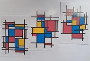 Kit de Quadros Mondrian Modern Art Geométrico Abstrato 3 Peças Kit de Quadros Mondrian Modern Art Geométrico Abstrato 3 Peças