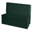 Kit De Quarto Cabeceira De Cama Box e Calçadeira Baú Bella Casal 140 cm Suede Botão Strass Verde Eli Móveis e Decoração