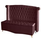 Kit De Quarto Cabeceira De Cama Box e Calçadeira Baú Toquio Casal 140 cm Suede Bordo Eli Móveis e Decoração